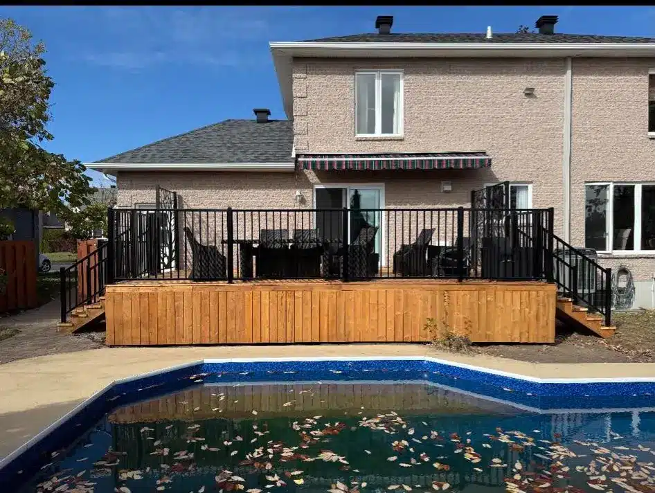 backyard pool with deck