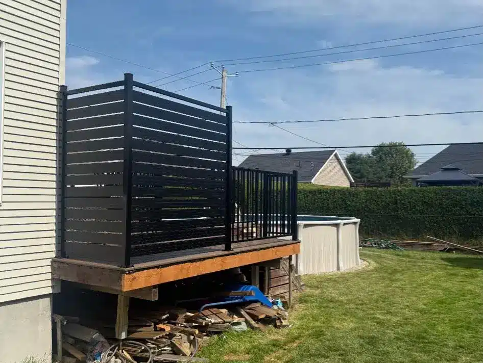 black deck with wood