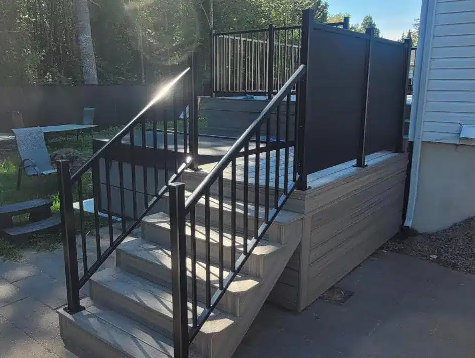 patio stairs with railing