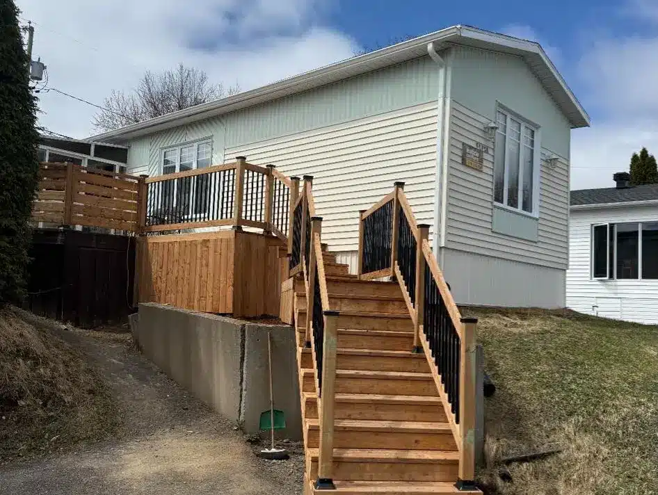 white house wooden stairs